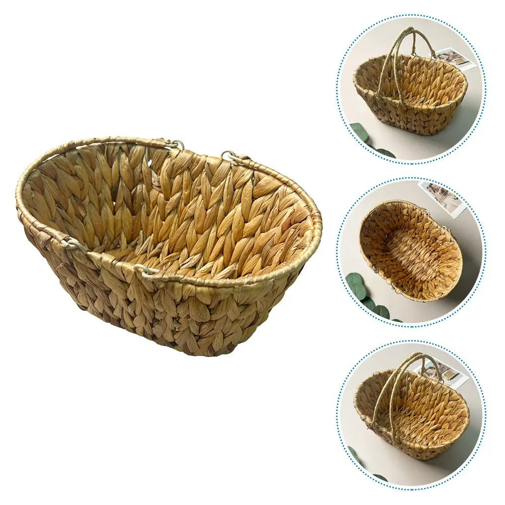 

Woven Storage Basket With Handle Large Capacity For Fruit Egg Home Organizer Sundries Basket Household Decorative Bin