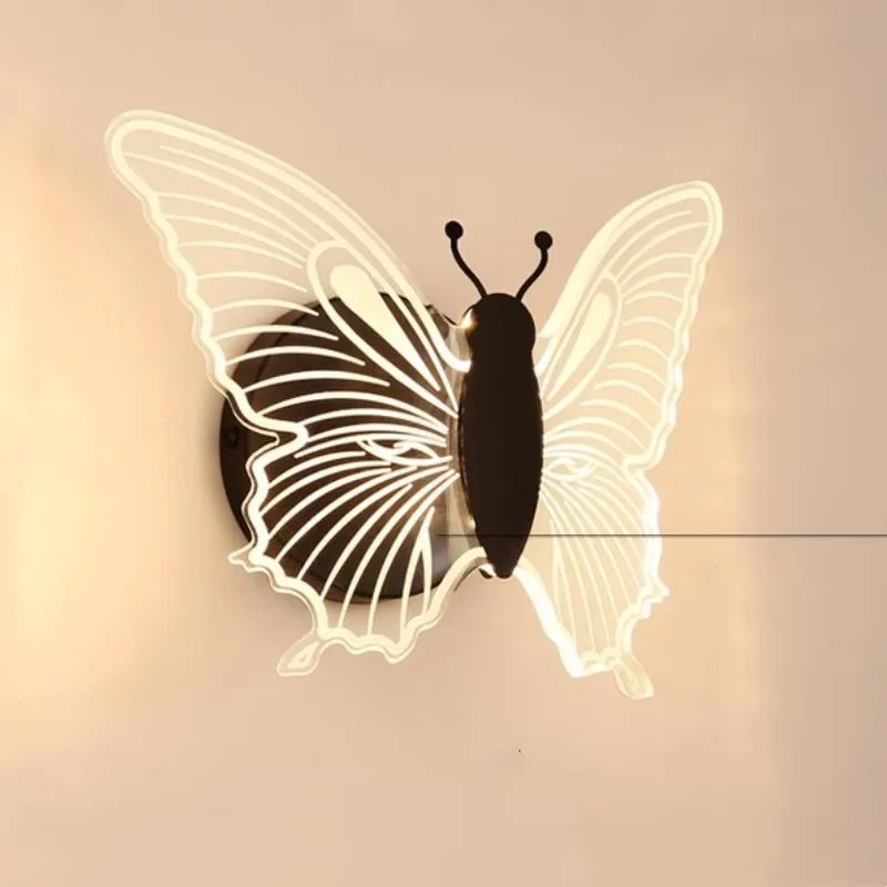 Tiffany colorful LED Butterfly Wall sconce Baby Children Kid lighting Bedroom mirror Light hotel dressing room deco Wall Fixture