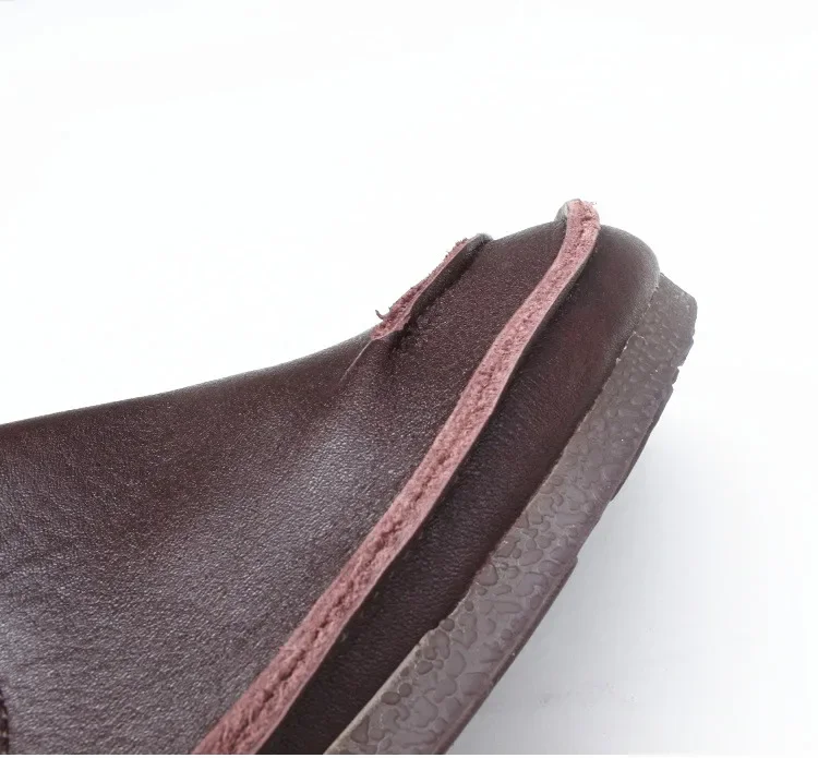 Careaymade-Genuine Leather wider toe women's shoes round Head Handmade Comfortable Versatile Set Foot Oversized size women shoes