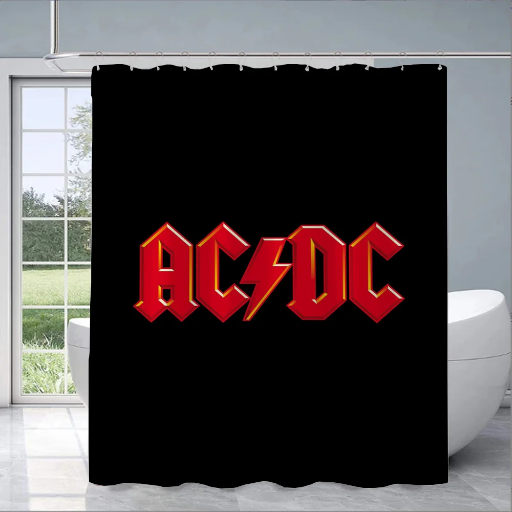 Rock-ACDC Shower Curtain for Bathroom Accessories Folding Partition Bath Curtains Bedrooms Waterproof Fabric Things the Set Home