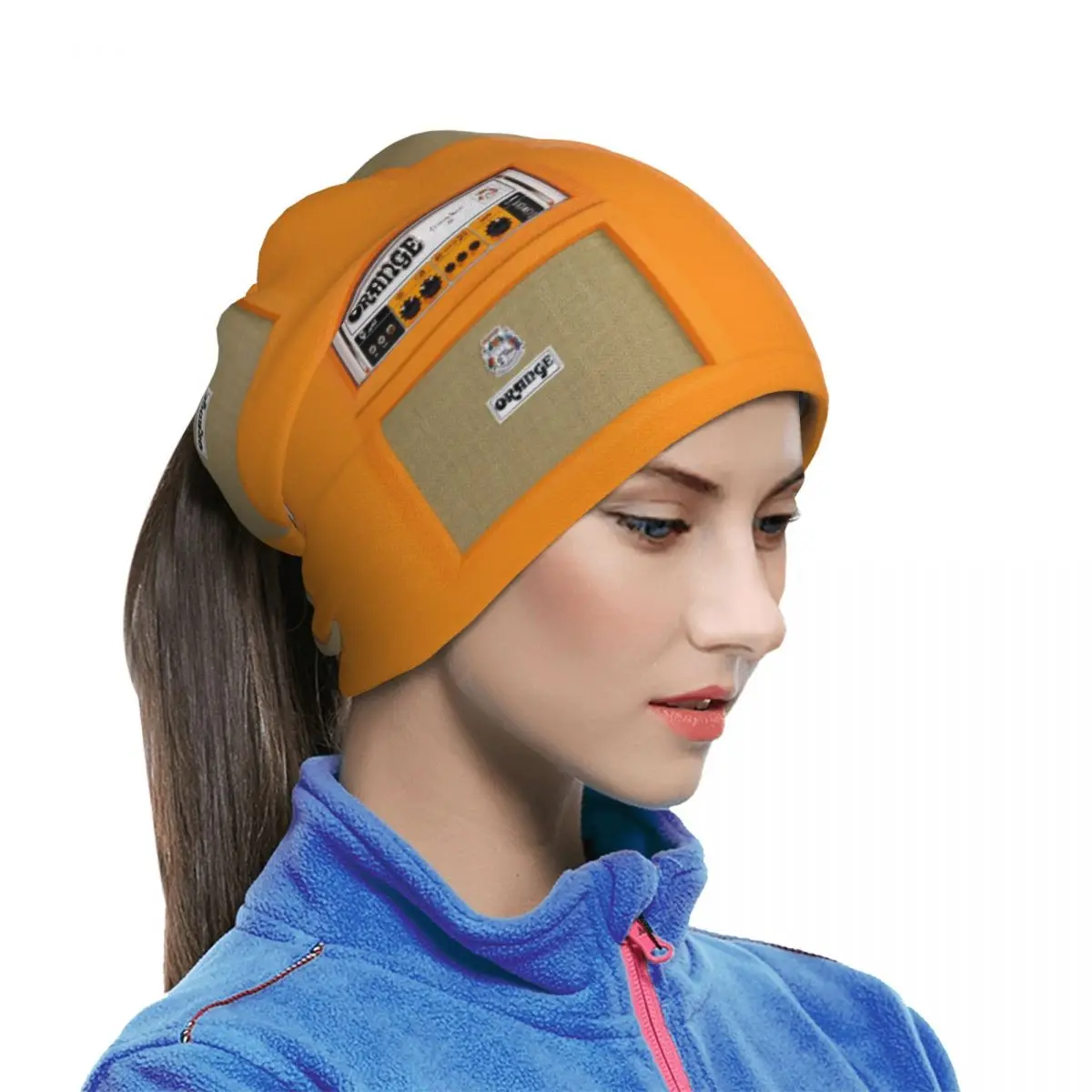 Orange Color Amp Amplifier Multifunctional Elastic Neck Gaiter Dust Proof Face Cover Bandana Unisex for Cycling Hiking Fishing