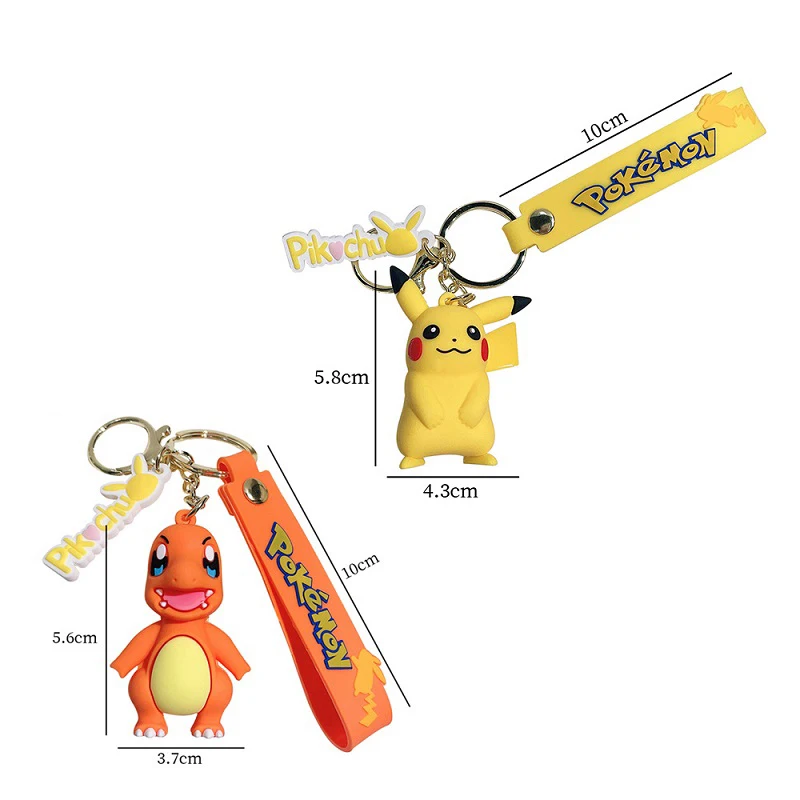 포켓몬 키체인 액션 피규어 피카추 사이덕 리자몽 비너사우르 가방 펜던트 귀여운 PVC 인형 자동차 키체인 어린이 장난감 선물