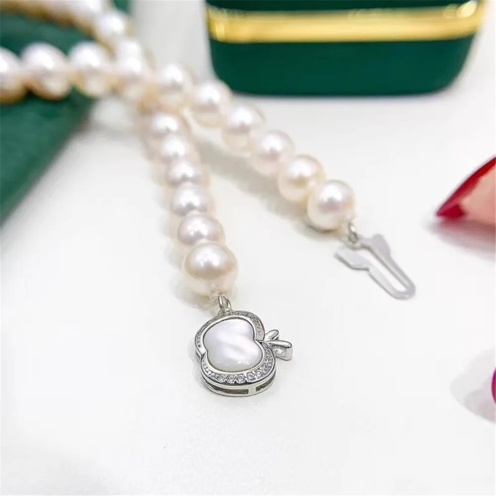

DIY Pearl Accessories S925 Sterling Silver Single-breasted Necklace Buckle Gold and Silver Handmade Beaded Buckle K108