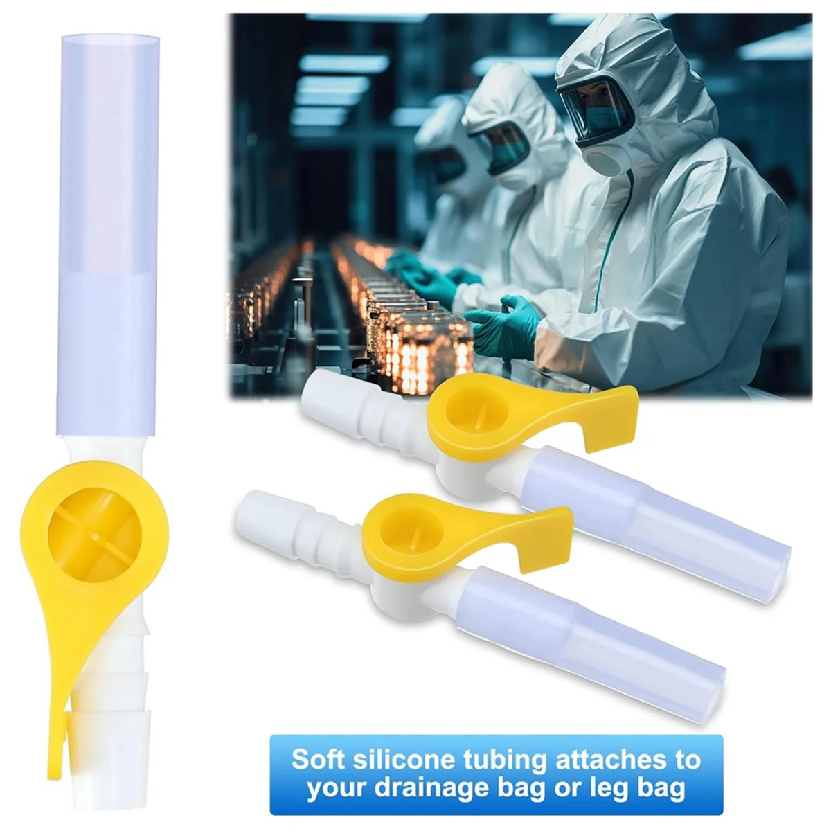 Valvola per catetere da 15 pezzi valvole per sacca per catetere di drenaggio delle Urine con bordi lisci e tubi in Silicone