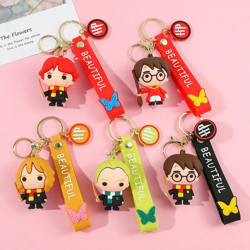 Q Version Harries Potter Keychain Cute Hermione Malfoy Character Doll Hogwarts Backpack Pendant Party Gift for Children Toys