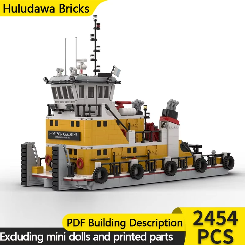 Industrial Ships Model MOC Building Bricks Rescue Pusher Barge Tug Modular Technology Gifts Holiday Assemble Children Toy Suit