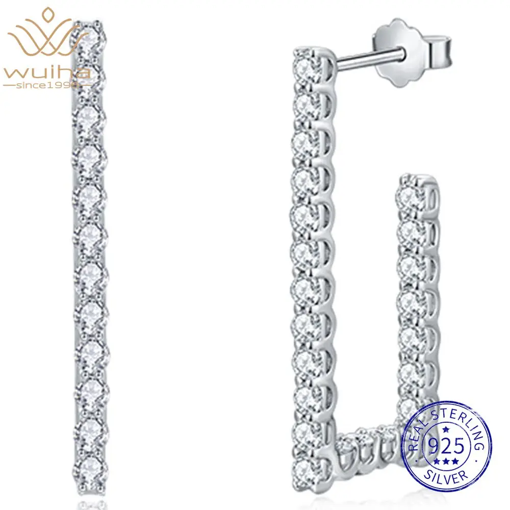 

WUIHA Стерлингового Серебра 925 пробы D Цвет Настоящий GRA Муассанит Бриллианты Свадебные Обручи Серьги Подарок На Годовщину Изящные Ювелирные Изделия