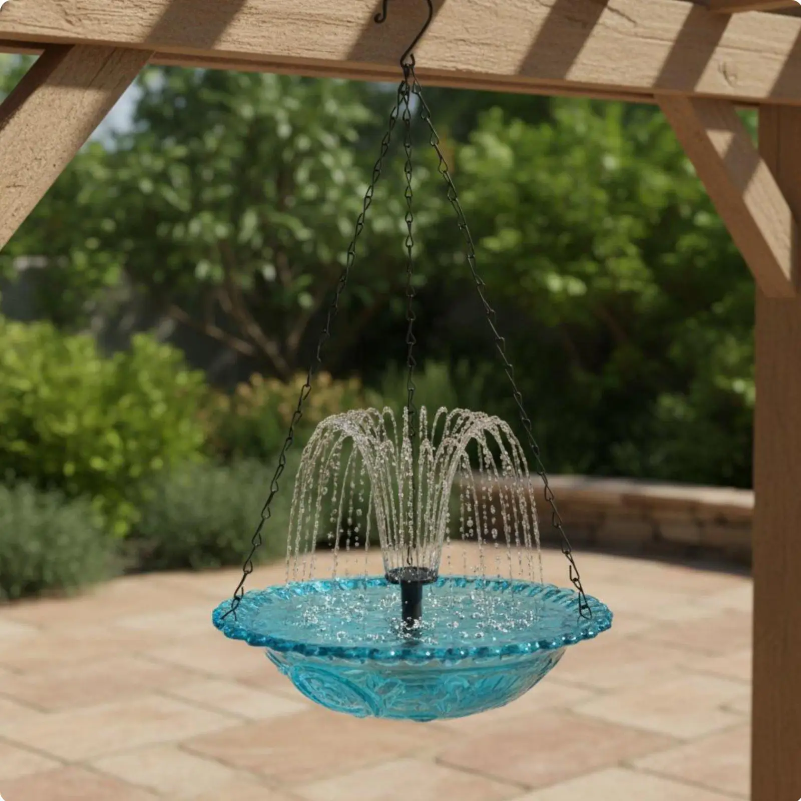 Hanging Solar Avian Bath Decorative Feature Solar Powered Hanging Water Feature