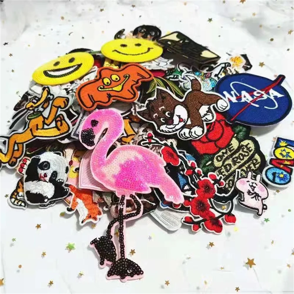 10/20/30/50pcs Random Sets Fashion Embroidery Patch Clothing Thermoadhesive Patches for Clothes Sewing Badges Appliques for Kids