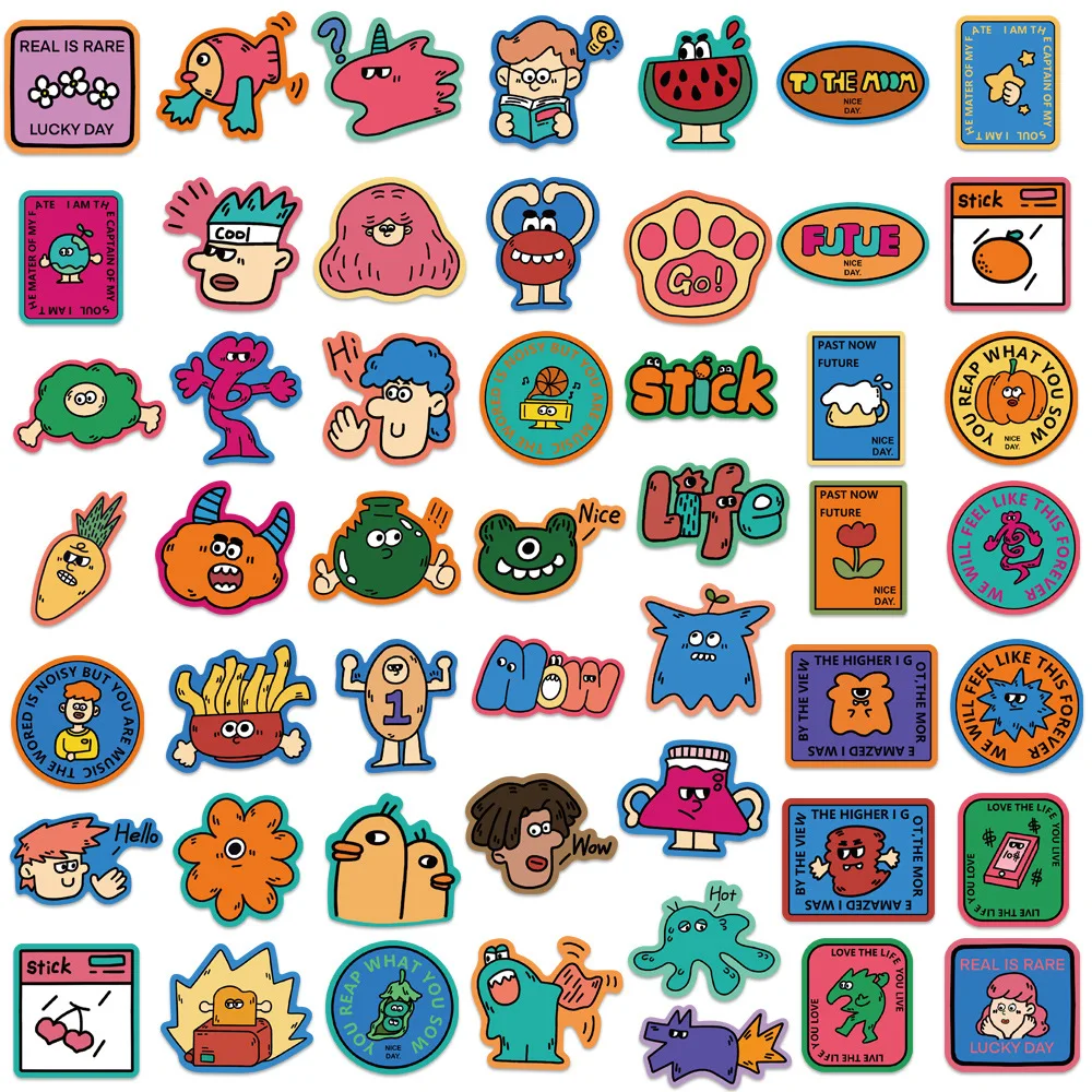 10/30/50pcs Cute Funny Monster Sticker Bizarre Cartoon Deacls Kids Toy Waterproof Phone Bike Notebook Laptop Guitar DIY Sticker