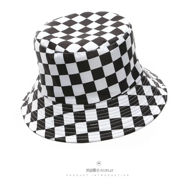 Doppelseitige karierte Eimerhüte für Damen und Herren, modische Persönlichkeit, Fischermütze, Outdoor-Sport, Reisen, Sonnenschutz, Bob-Hut, Gorra – Detail 5