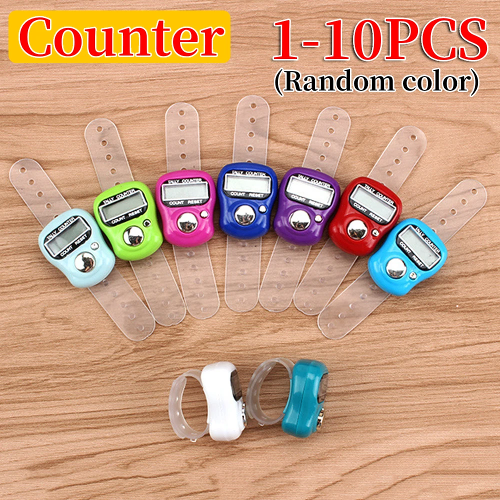 Mini Stitch Marker and Row Finger Counter LCD Electronic Digital Tally Counter for Sewing Knitting Weave Tool / Random Color