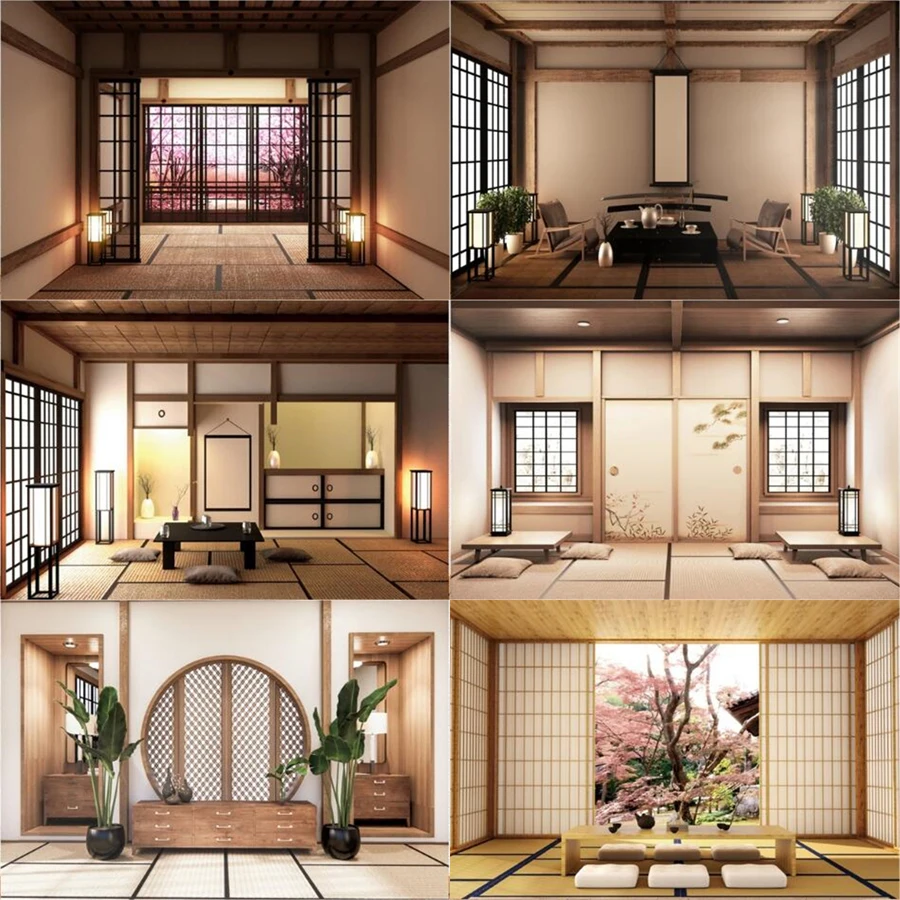 Japanese Style Buildings Photography Bakdrop Culture Cherry Blossoms Room Decor Photographic Banner Background Photo Studio