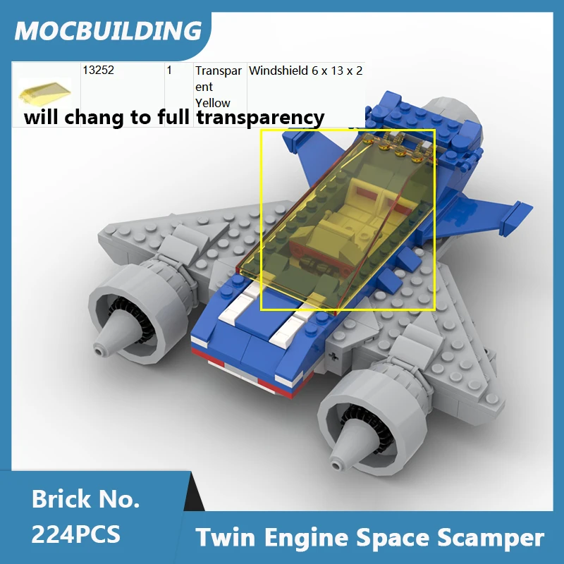 MOC Building Blocks Twin Engine Space Scamper 10497 Galaxy Explorer Alternative Model DIY Assembled Bricks Toys Gifts 224PCS