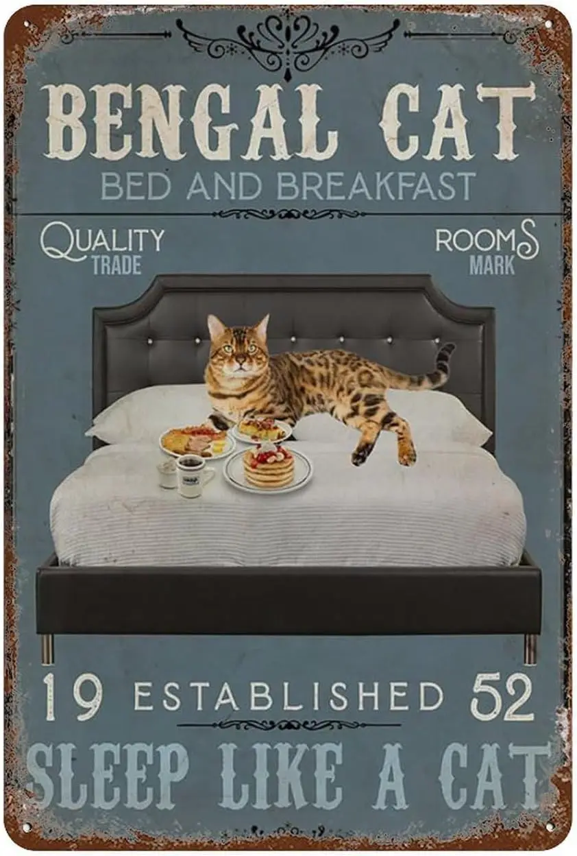 Aluminium Metal Tin Sign Funny Beautiful & Sentimental Cat Retro Metal Signs Wall Decoration For Home Decor,Backyard, Cafes,