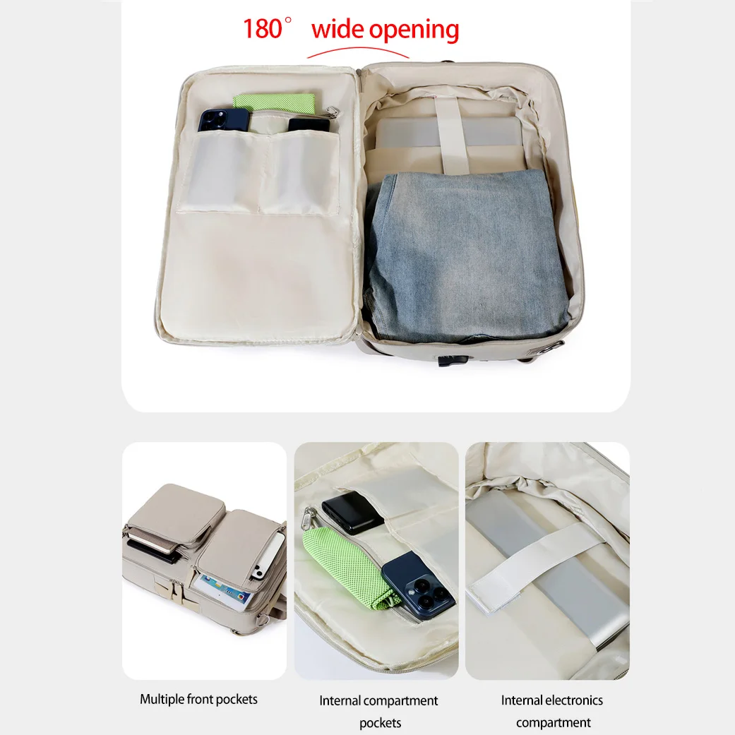 الحد الأدنى النايلون للجنسين حقيبة السفر سعة كبيرة مريحة USB كمبيوتر محمول للأعمال على ظهره الجافة / الرطبة فصل عارضة Backpac #4