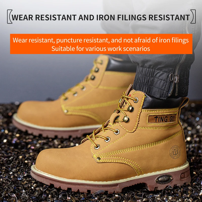 Safety shoes men for work Waterproof Non-slip Sneakers Warm Boots Outdoor Male Hiking Boots Rubber Wear-resistant Work Shoes