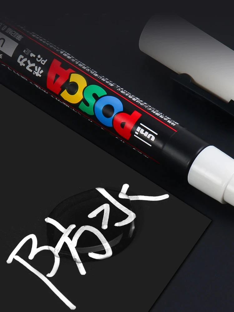 UNI POSCA Marker Pen, Weiß Schwarz Acryl Plumones Rotuladores PC-1M, 3M, 5M POP Poster Stift/Graffiti Werbung Kunst Liefert 1PC – Detail 5