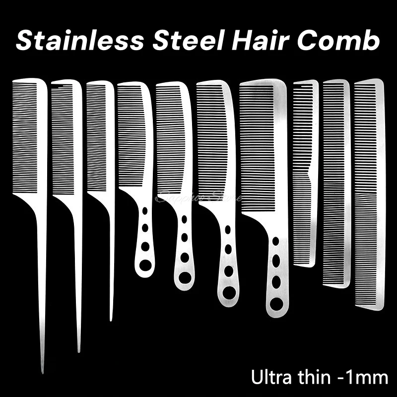 

2026 салонная парикмахерская расческа для стрижки волос, антистатическая ультратонкая нержавеющая сталь, двусторонний острый хвост, парикмахерские инструменты для укладки