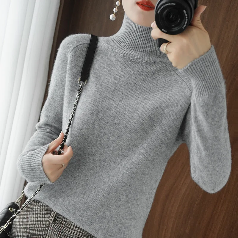 

2024Autumn and Winter New plus Size Women's Loose Pullover Sweater Turtleneck Sweater Women's Top Bottoming Shirt Clothing Winte