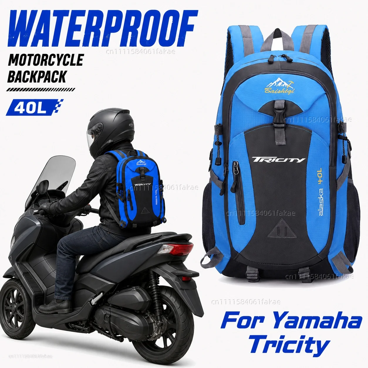 For Yamaha Tricity 300 125 155 2018 2019 2020 2021 2022 Motorcycle Backpack 40L Waterproof Travel Backpack Outdoor Hiking