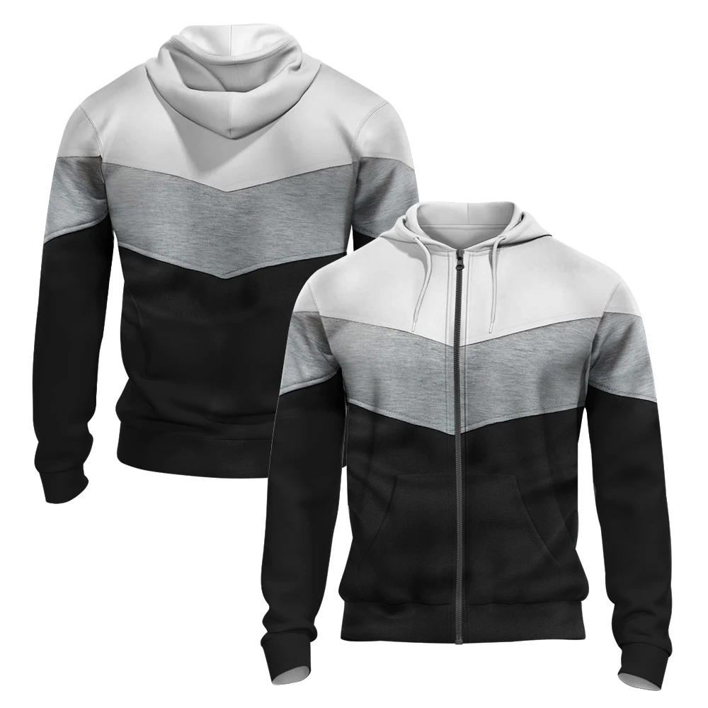 Exquisite Contrasting Colors 3D Printed Autumn/winter Zipper Hoodie for Men Retro Street Sport Zipper Hoodie Fashion Hoodie Plus