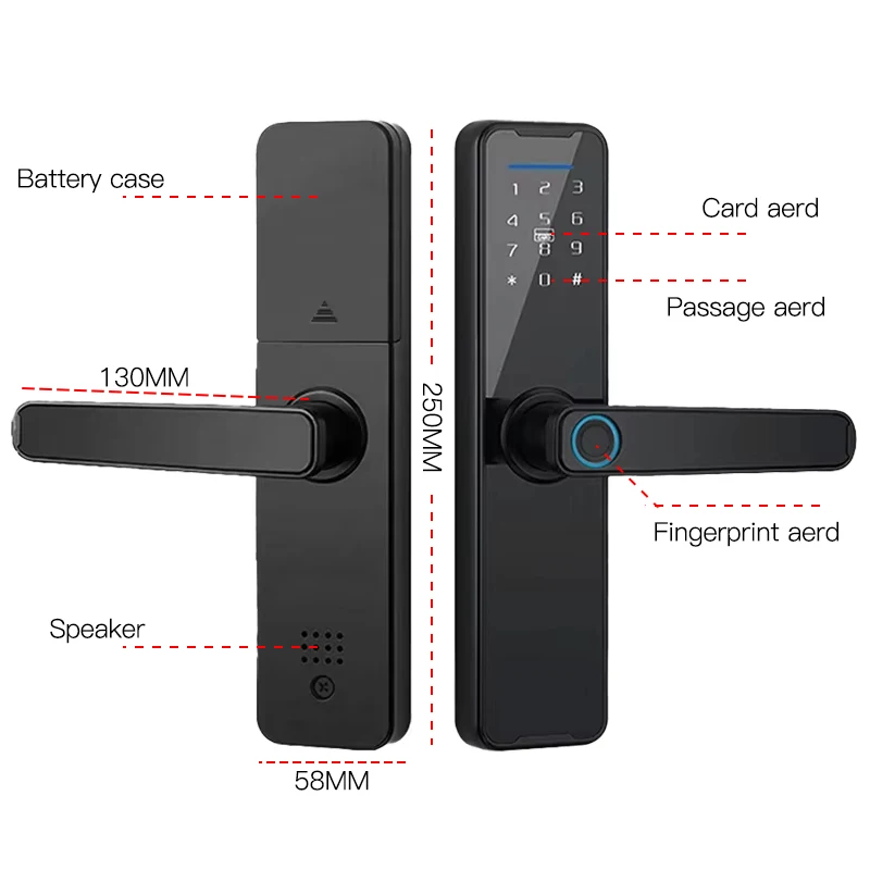 PHIPULO Tuya Digital Electronic Lock Smart Door Lock Smart Home Wooden Door Lock Biometric Fingerprint Lock Keyless Unlock