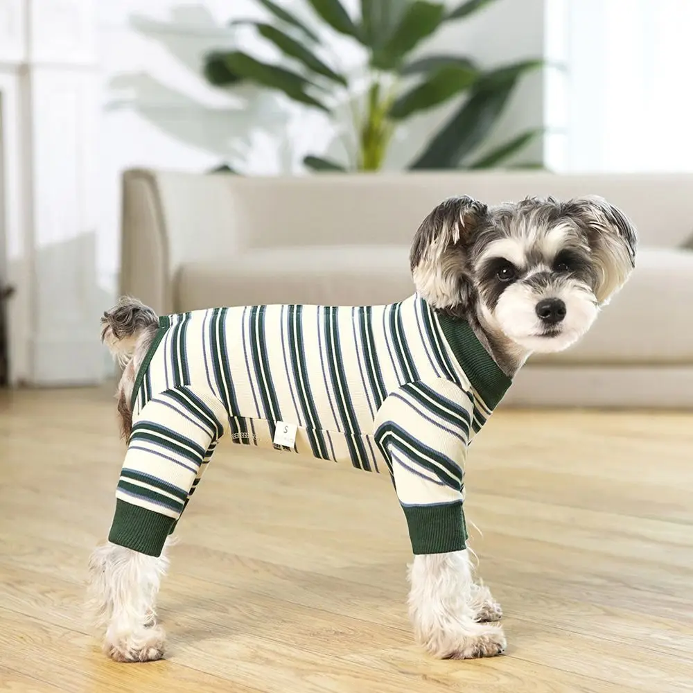 

Creative Four-legged Puppy Stripes Jumpsuits Polyester Fashionable Pet Dog Clothes Soft Dog Pajamas Pet Supplies