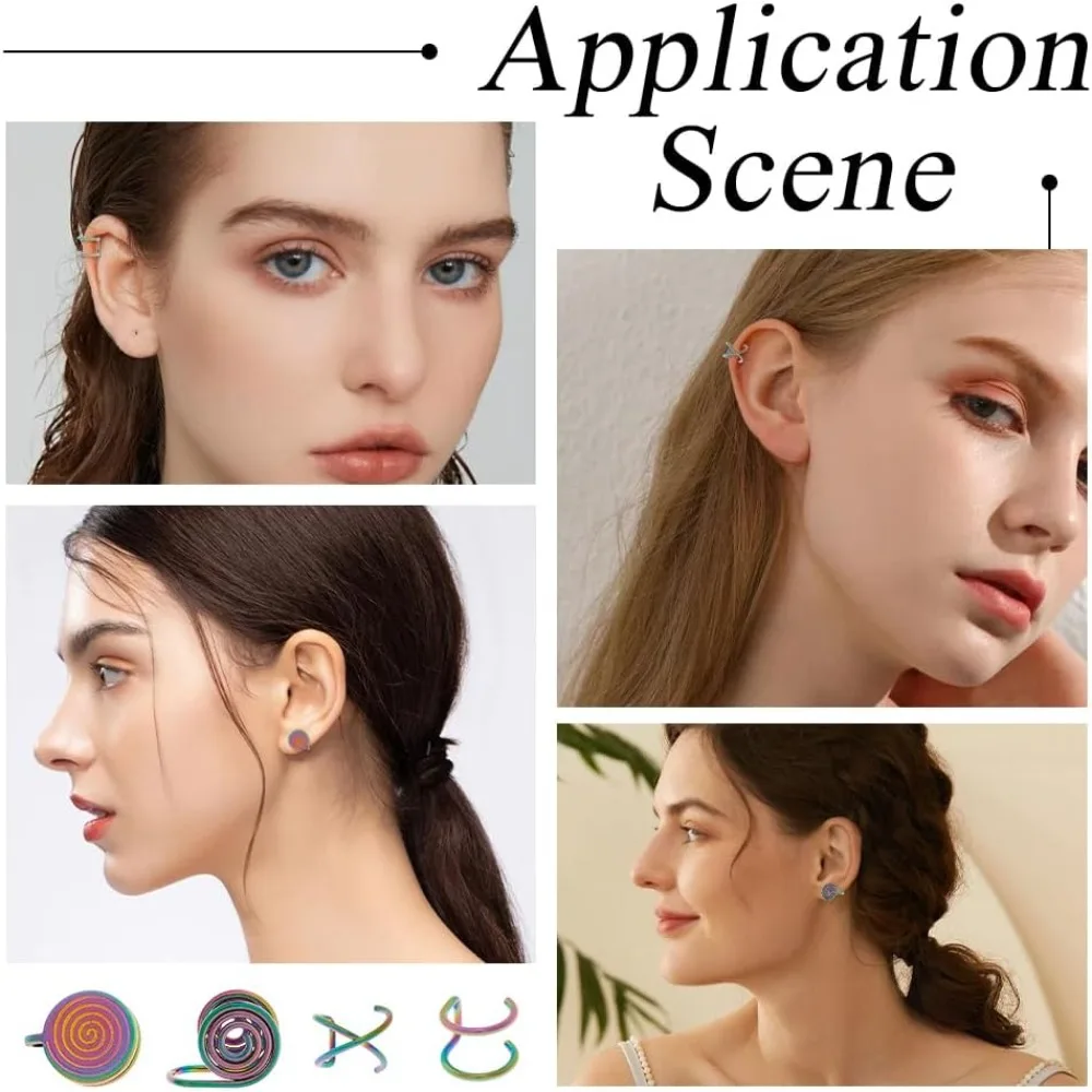 Pressure Earrings for Keloids Stainless Steel Non-Pierced Earrings Cuff Earrings Spiral Compression Earrings Adjustable Clip view 6