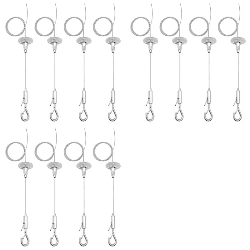 ABZC-12 Pack 6Ft Ceiling Sign Hanger Wire Kit, 2M Adjustable Suspension Hanging Cable Wire With Hook Wall Mount Cable