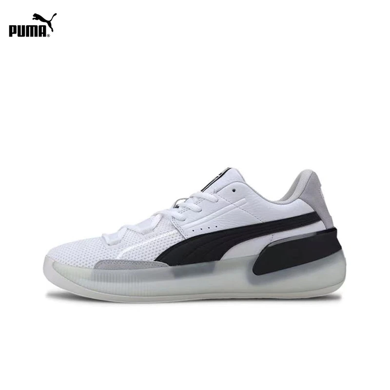 

PUMA Clyde Hardwood Basketball Shoes Men Low Top Practical basketball shoes in black and white