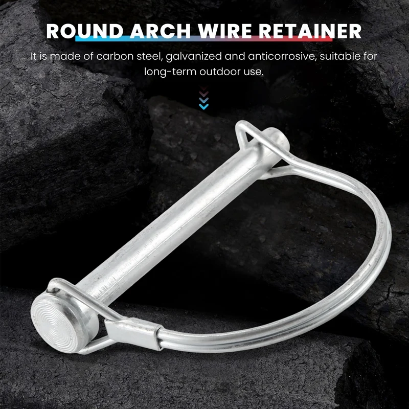 10Pcs Wire Lock Pin, 5/16 Inch Shaft Locking Pin Hitch Pin With Round Arch Wire Retainer For Farm Trailers Lawn Garden