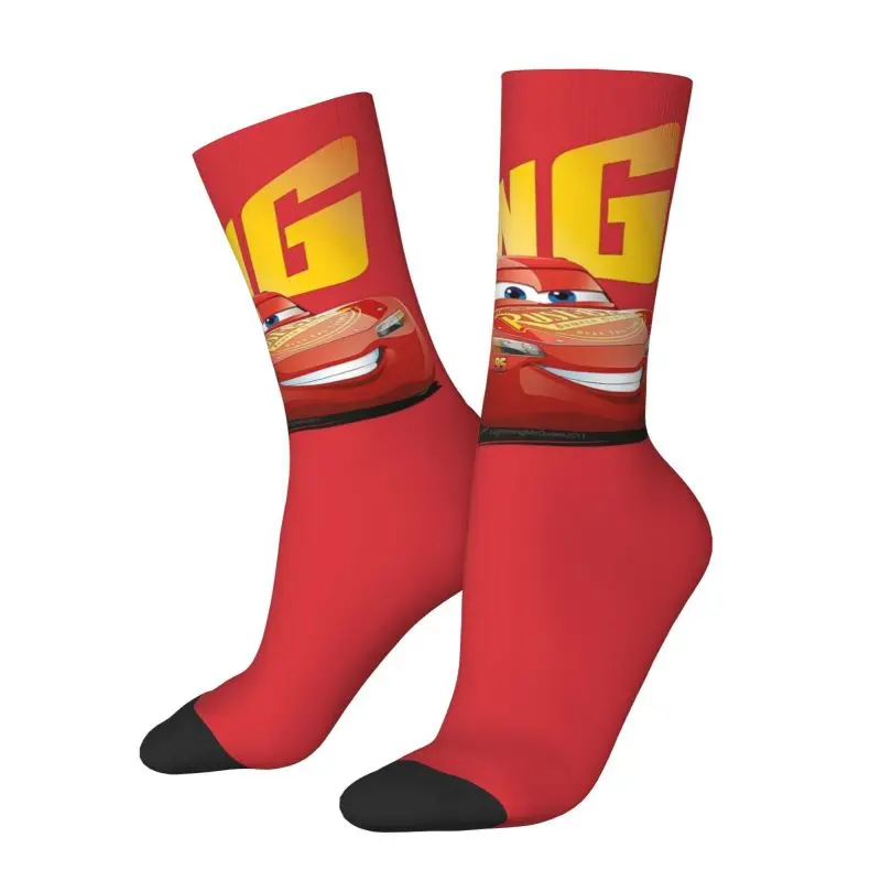 Funny Lighting McQueen Socks Women Men Warm 3D Print Cars Football Sports Socks