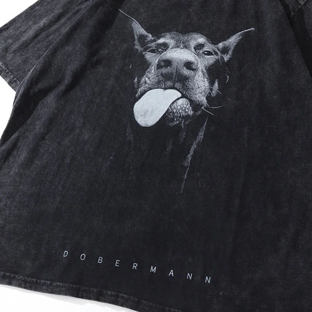 Hip Hop Streetwear T-Shirt Funny Doberman Dog Graphic O Neck Short Sleeve Slight Stretch Brand New Comfortable