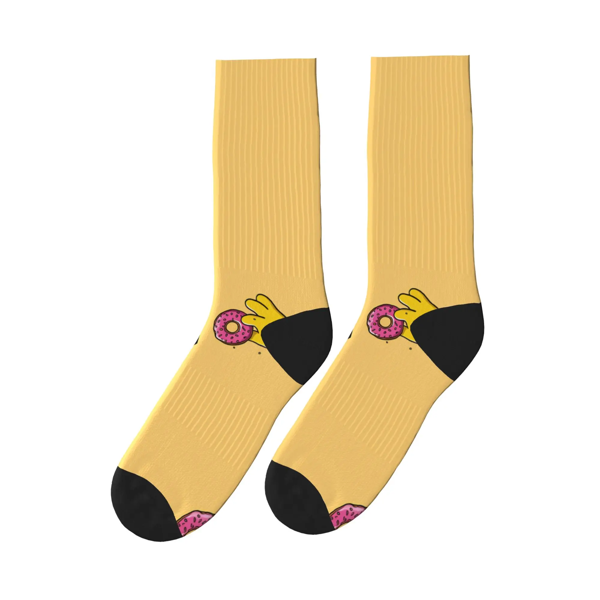 

Adults Men Socks S-Simpsons Homer Donut Surprise Stockings Non Slip Soft Breathable Socks Winter Novelty Graphic Running Socks