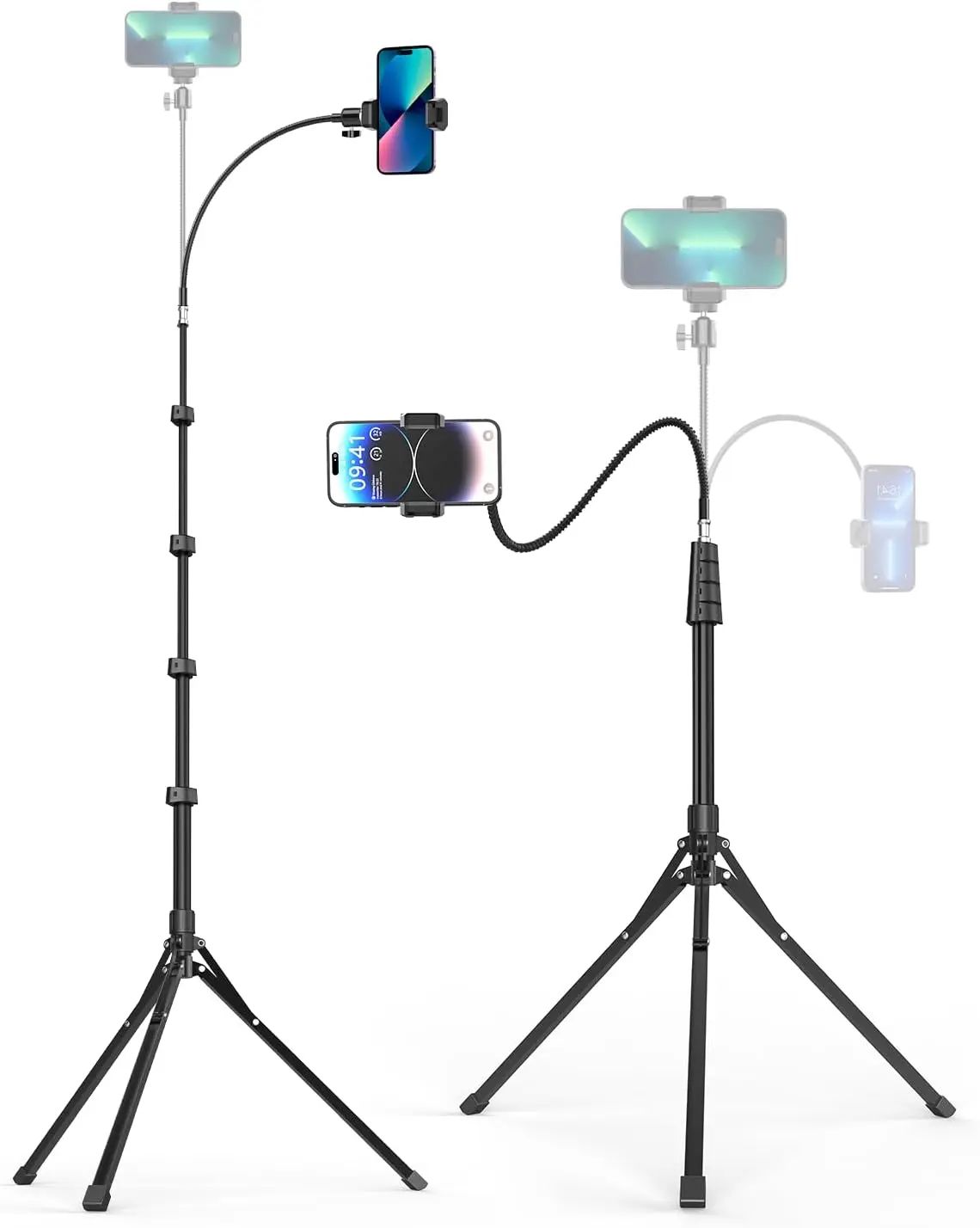 

Phone Tripod, 92" Cell Phone Stand with 15" Gooseneck, Remote and Phone Holder, Overhead & Selfie Stick for Recording/Wa