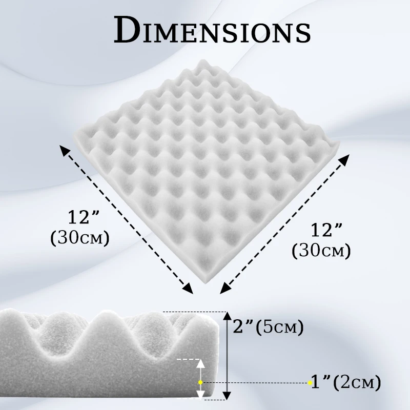 TOUO-Egg Crate Painéis de Espuma Acústica, Isolador de Som, Quarto, Auto-adesivo, Parede Insonorizada, 6, 12, 24 Unidades