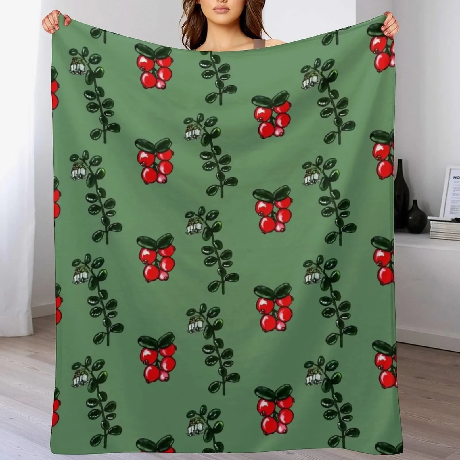 

Lingonberry Throw Blanket Portable Lightweight Blanket for Travel Camping