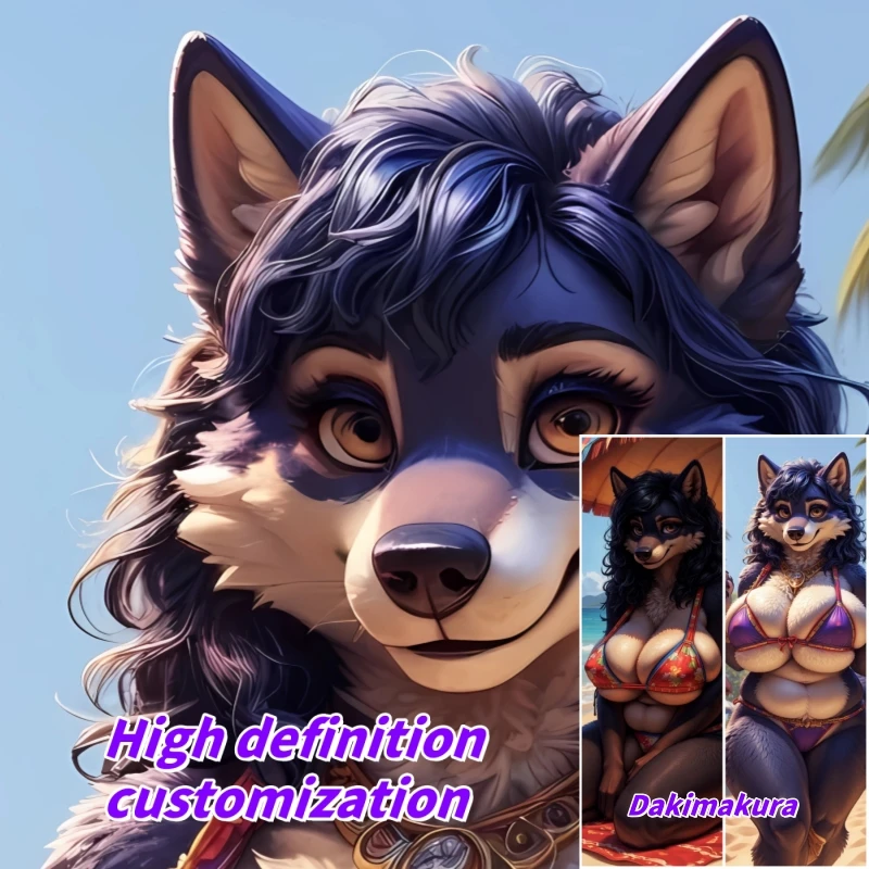 

Dakimakura Anime Pillow Case Animal Orcs Bikini Wolf Girls Double-sided Print Of Life-size Body Pillowcase Gifts