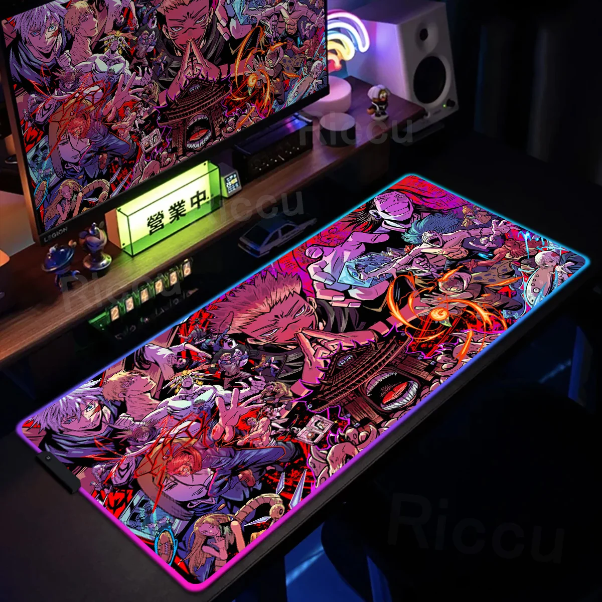 

Gaming Mousepad Jujutsu Kaisen RGB Backlight Mouse Pad Large Anime Non-slip Desk Mat Gojo Satoru Gaming Accessories Keyboard Rug