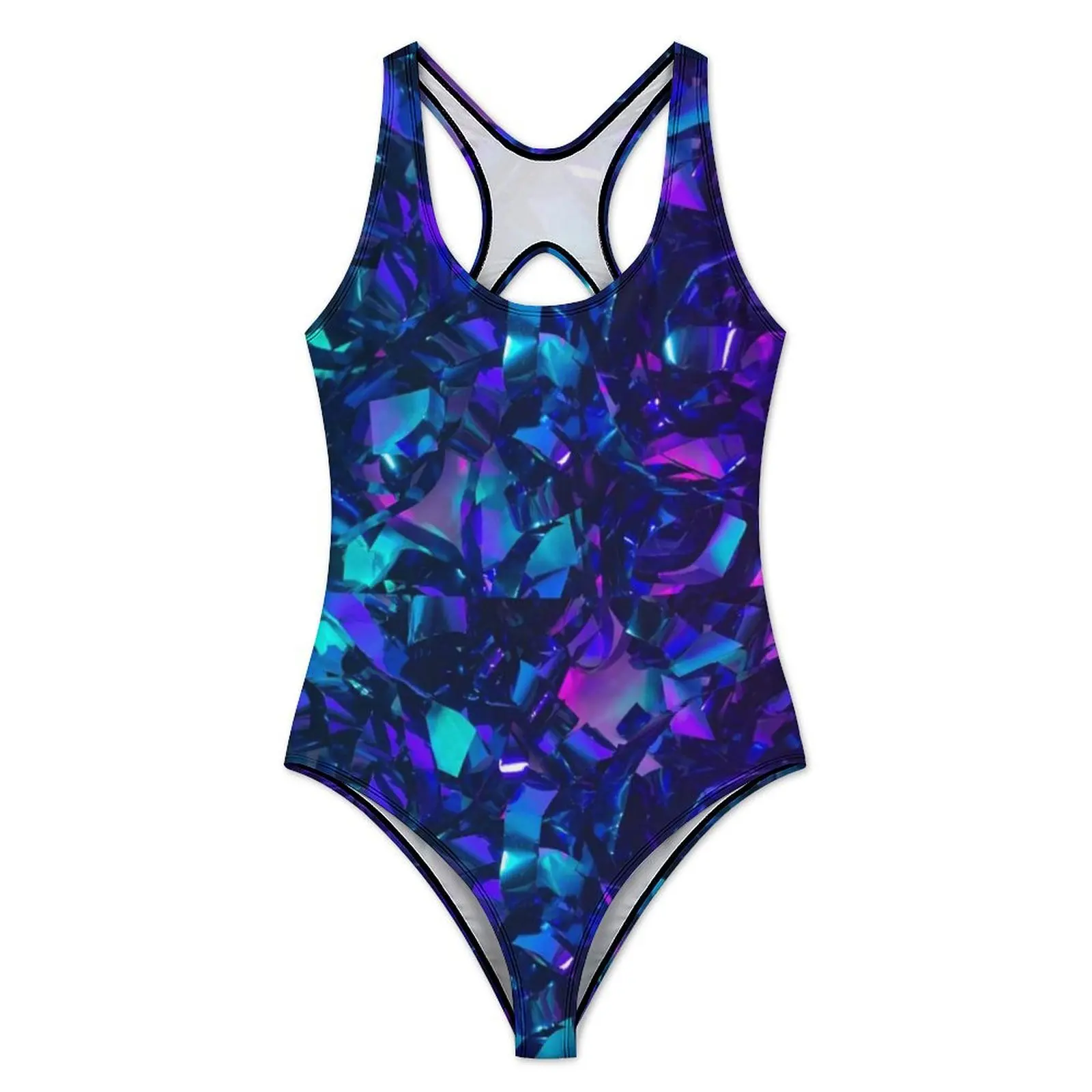 Metallic Abstract Pattern Swimsuit Colorful Modern Art One Piece Swimwear Push Up Bathing Suits Sexy Holiday Swim Beach Wear