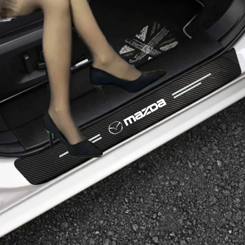 ألياف الكربون سيارة ملصق باب السيارة الجذع واقية قطاع مائي لمازدا 2 3 6 CX5 CX30 CX8 CX3 CX9 BT50 MX5 CX7 CX9 RX7 MX3 RX9