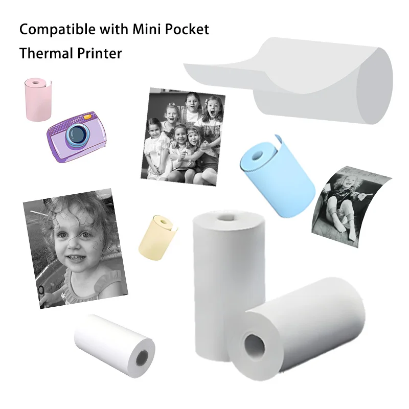 10 rolos de papel de impressora térmica para câmeras instantâneas, 65gsm acabamento suave recargas de impressão fotográfica reciclável, sem BPA, sem necessidade de tinta