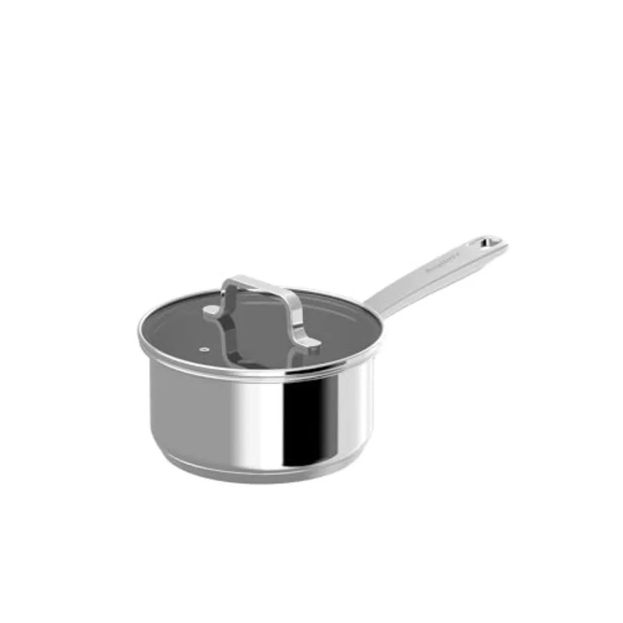 

Helix 6.5in Saucepan 1.6qt. With Glass Lid Recycled 18 10 Stainless Steel Induction Pan Fast Heating Oven Safe