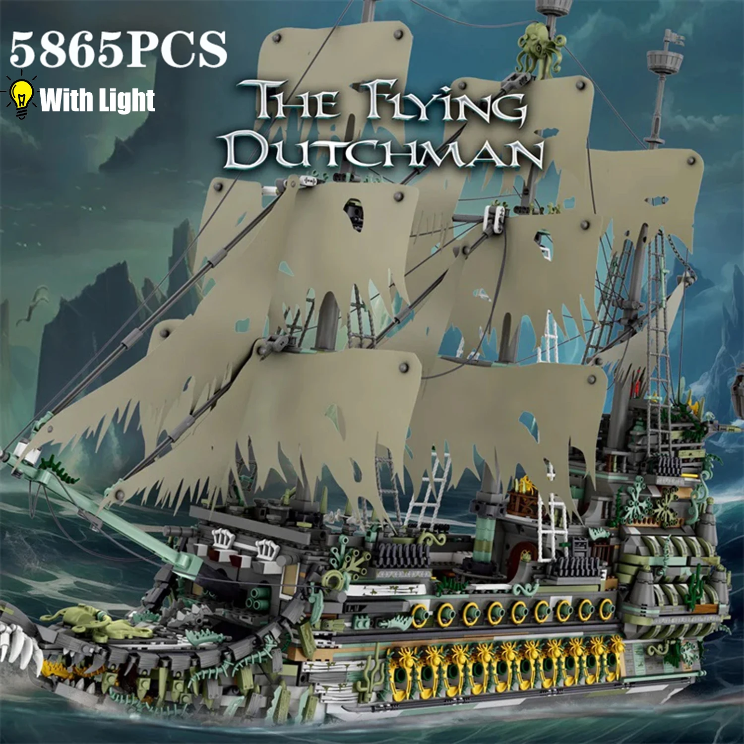 5865PCS The Flying Dutchman Pirate Ship Building Blocks Classic Ghost Ship Model Bricks Desktop Decoration Kids DIY Toys Gifts