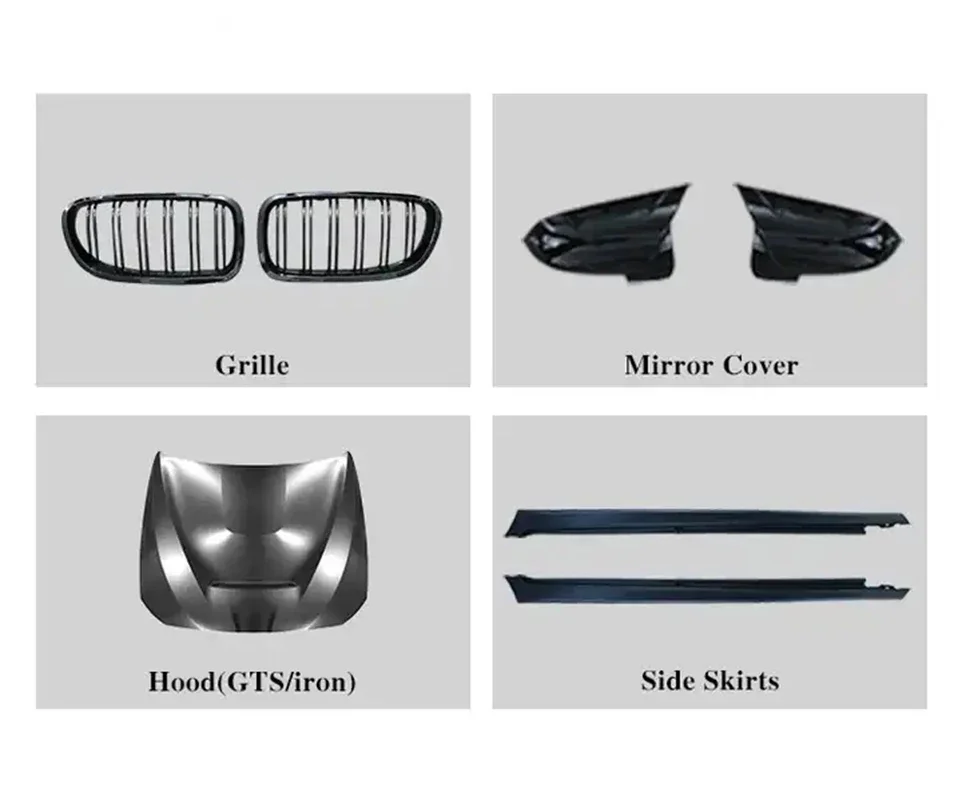 Auto modifiziertes M5-Stil-Bodykit für 5er-Serie 2010–2017 F10 PP-Stoßstangen-Bodykits, Motorhaube, Kotflügel, Seitenschweller und Auspuffrohr