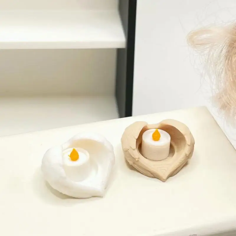 2Pcs 1:12 Dollhouse Mini Retro Candle Miniature Tray Set Playhouse Toys Home Ornament Christmas Scene Decoration