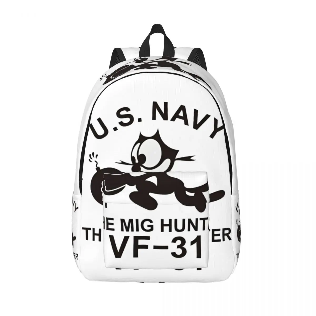 

Felixing US Navy VF-31 Cat Backpack for Men Women Teenage Student Business Daypack The Mig Hunter Laptop Canvas Bags with Pocket