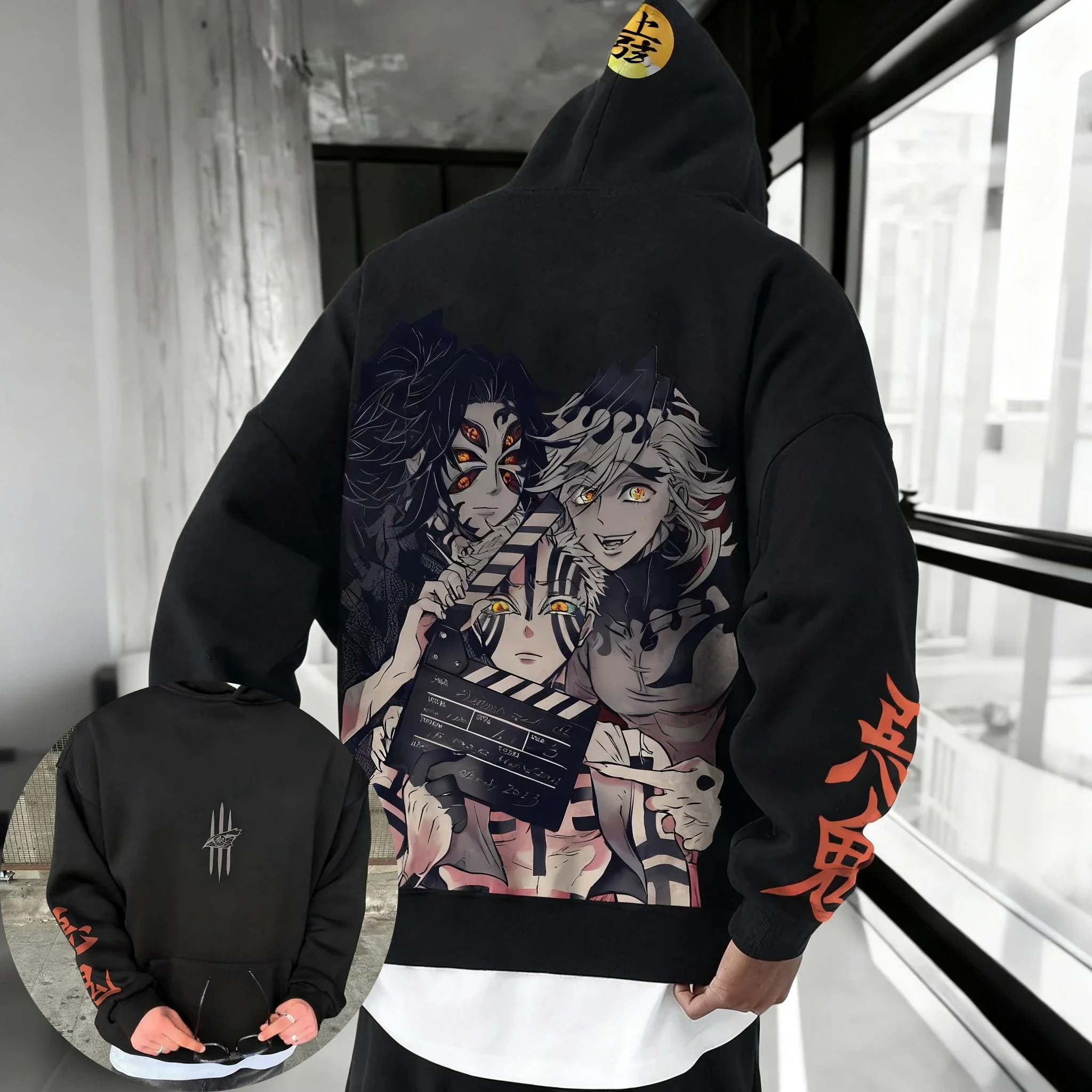 Demon Slayer Anime Douma Bedruckter Hoodie 2026 Herren Herbst/Winter Neu Harajuku Plus Size Trendy Casual Loose Y2K Eltern-Kind-Top