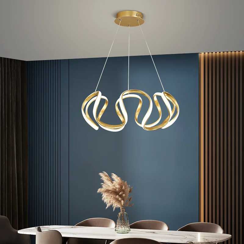 LED chandelier, Nordic luxury restaurant, living room, dining table, modern and personalized bar decoration light designer